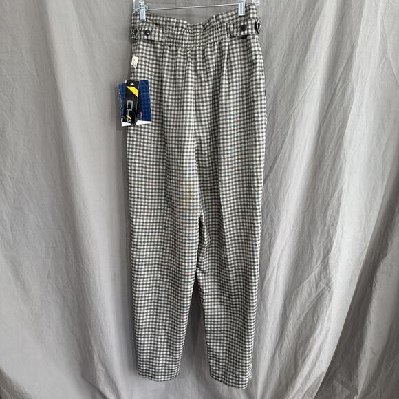 Vintage NWT Chaus Pleated High Waist Tapered Pants Gray Gingham 80s Size 12 - Picture 6 of 16